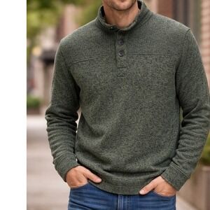 Telluride Olive Green Button Neck Pullover XL Cabincore